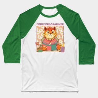 Fierce Programmer Tiger Cat Baseball T-Shirt